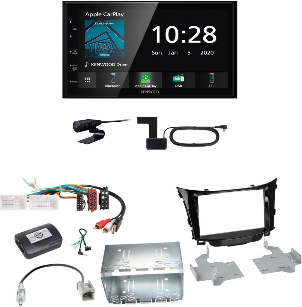 Kenwood DMX5020DABS Android Auto CarPlay Einbauset für Hyundai i30 GD GDH