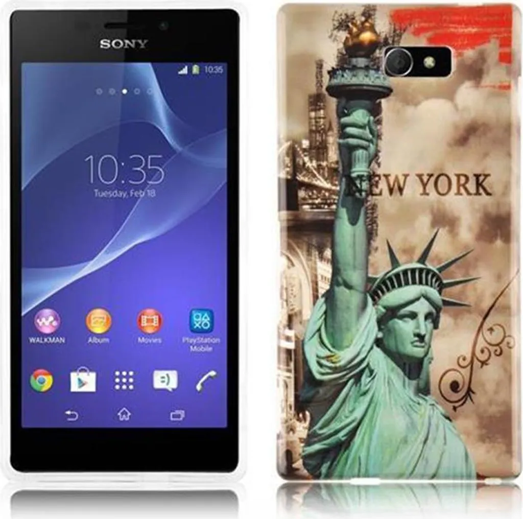 Custodia Cadorabo per Sony Xperia M2 / M2 AQUA Custodia protettiva in marrone Custodia rigida Custodia protettiva per telefono cellulare custodia cover case