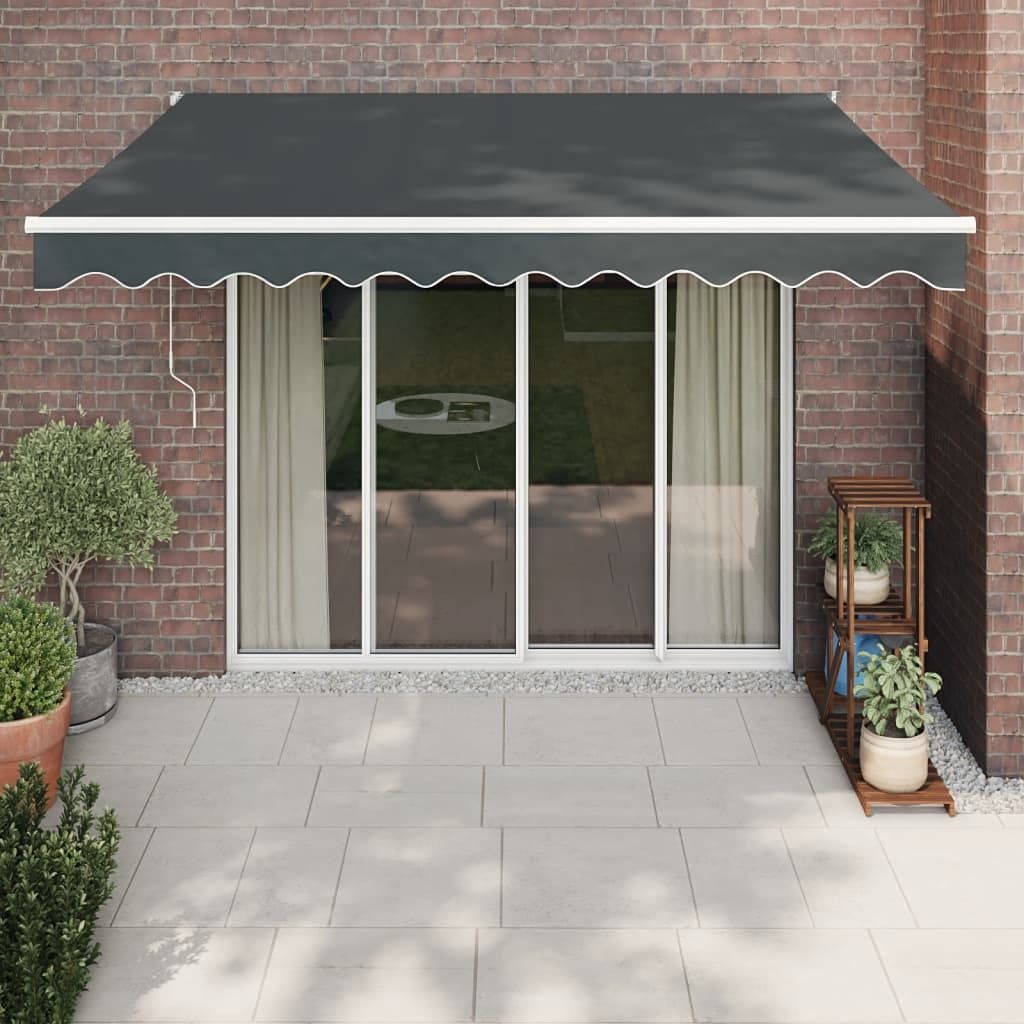 The Living Store Markise Einziehbar Anthrazit 3x2,5 m Stoff und Aluminium