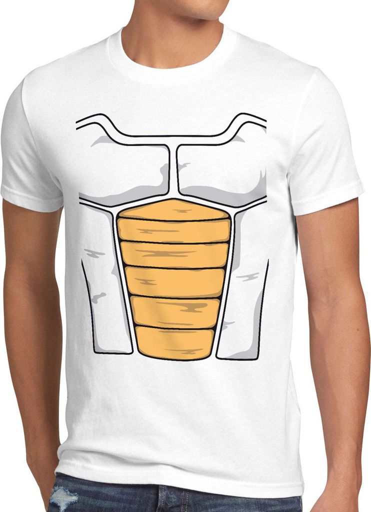 style3 Vegeta Battledress Herren T-Shirt, Größe:4XL, Farbe:Weiß
