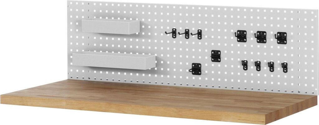 Rau Lochplatte für Werkbankmontage mit Hakenset BxTxH 1250x15x450mm