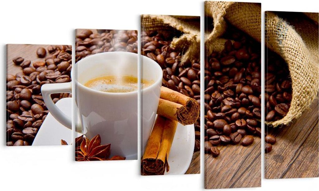 Bild auf Leinwand - Leinwandbild - Kaffee schwarz Frühstück Schokolade - 100x60cm - Wand Bild - Wanddeko - Leinwanddruck - Bilder - Kunstdruck - ...