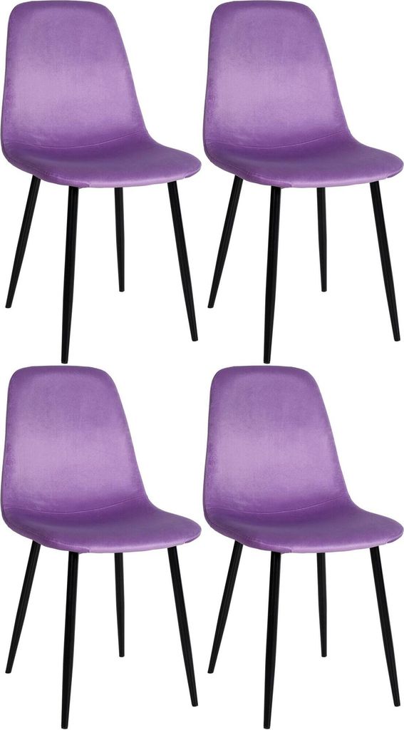 DELUKE Esszimmerstühle 4er Set MOVI - Lila Samt, Metall | 88x44x51cm | Strapazierfähiger & pflegeleichter Bezug | Esszimmerstuhl Stuhl Esszimme...