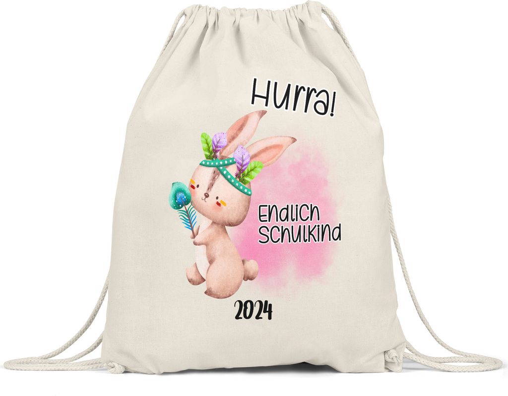 Endlich Schulkind 2024 Hase Turnbeutel Schuleinführung Produktbild 