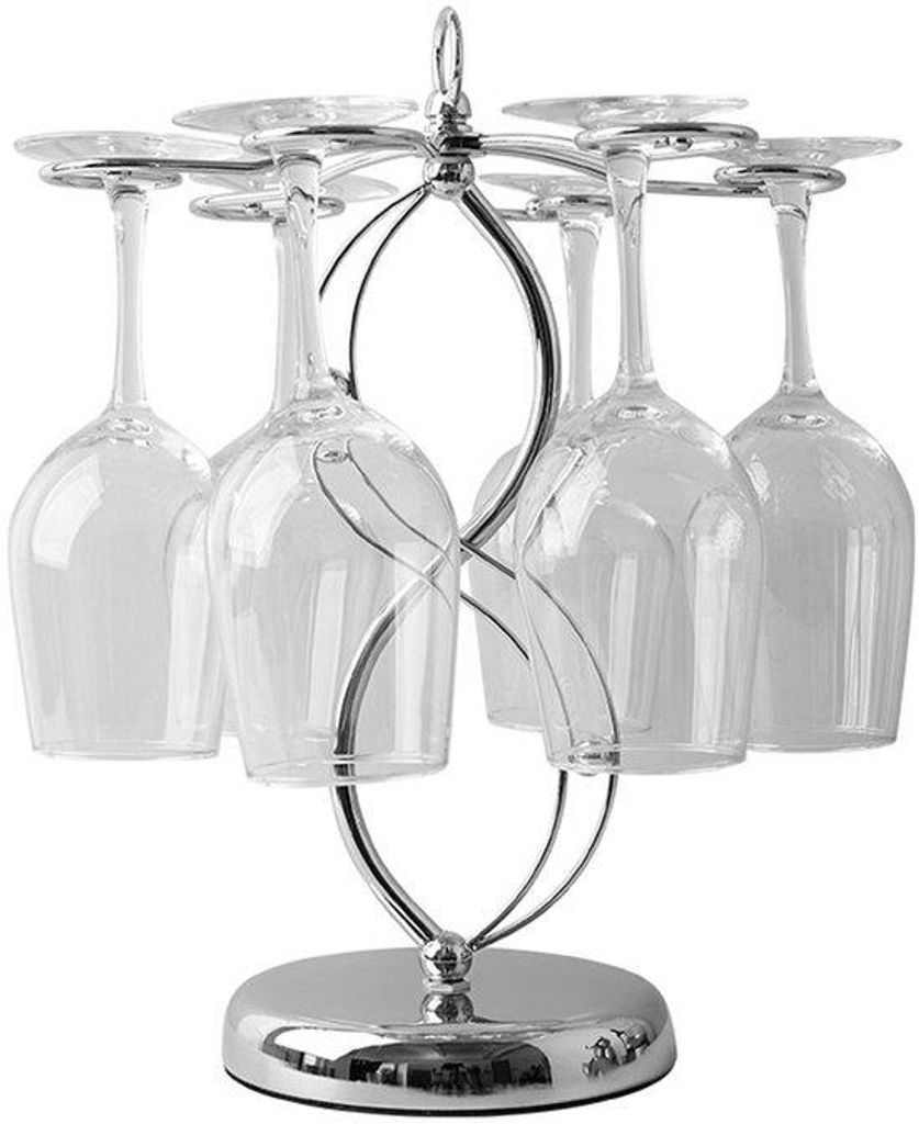 Zweisitziger Metall-Weinglas-Display-Ständer, Silberfarben