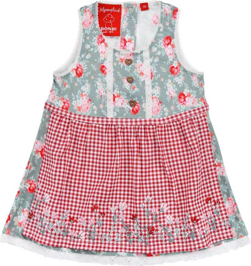 BONDI Baby Mädchen Dirndl "Blumenallover" 86846 | Grün Rot Produktbild 
