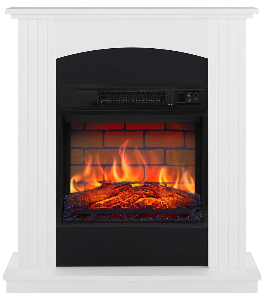 Elektrokamin ArtiFlame Collins AF18B Weiß – freistehender Kamin mit LED-Flamme, 1,8 kW Heizung, bis 30 m², MDF Kaminumrandung