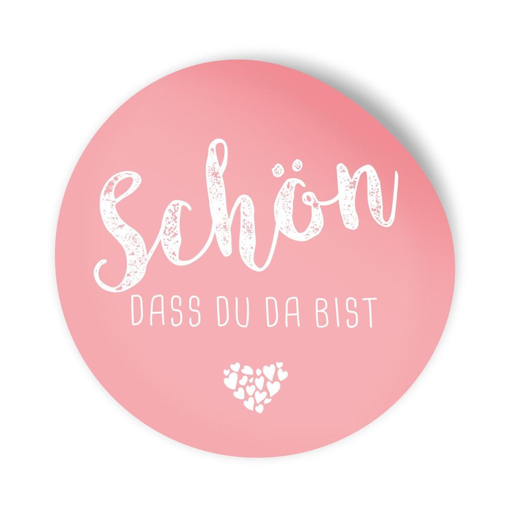 itenga 24x Sticker Aufkleber "Schön dass du da bist" rosa