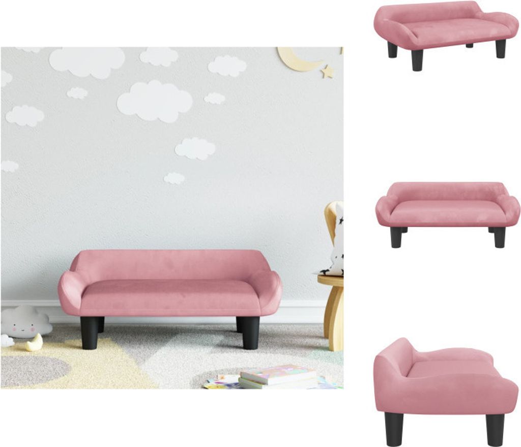 vidaXL Kindersofa Rosa 70x40x24 cm Samt - Baby- & Kleinkindmöbel