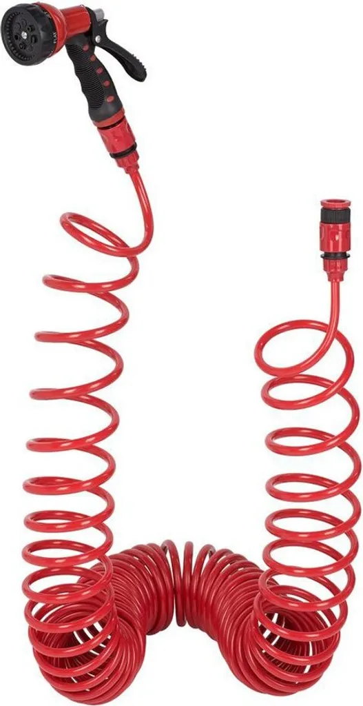 Tuyau d'arrosage 15m spirale auto-rétractable et douchette multi-jets - 2