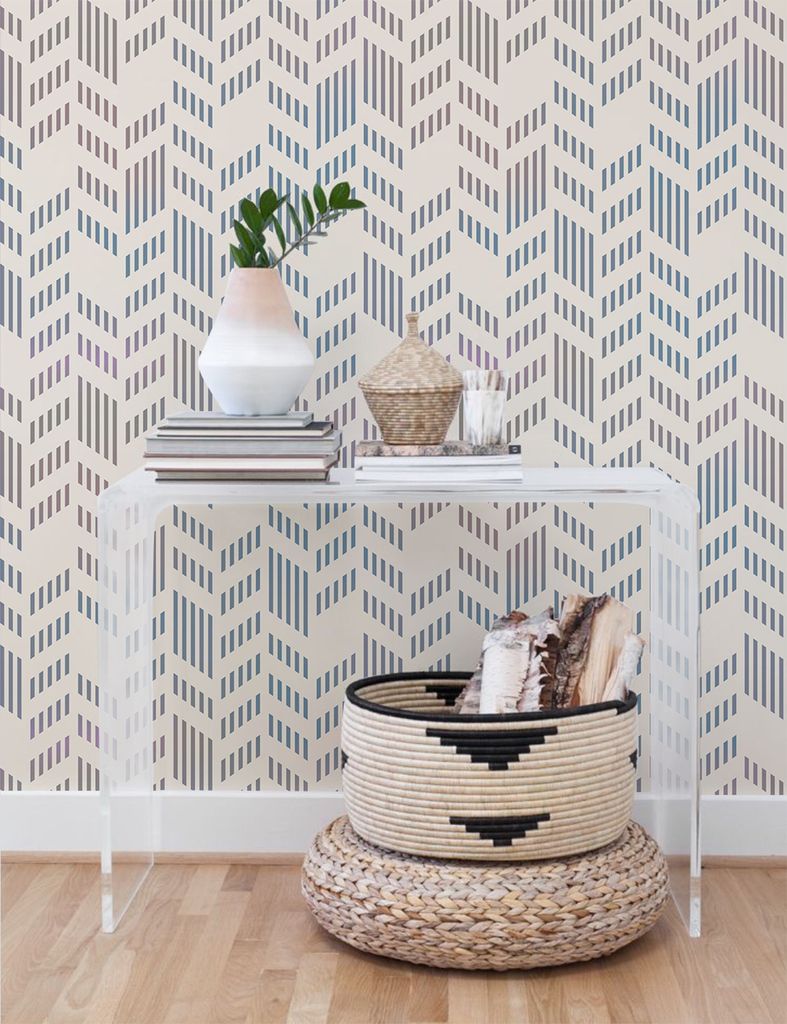 Coloray Fototapete 152x104 cm An Einer Wand Latex Latextapete - Heringbone geometrische blasse gedämpfte Formen