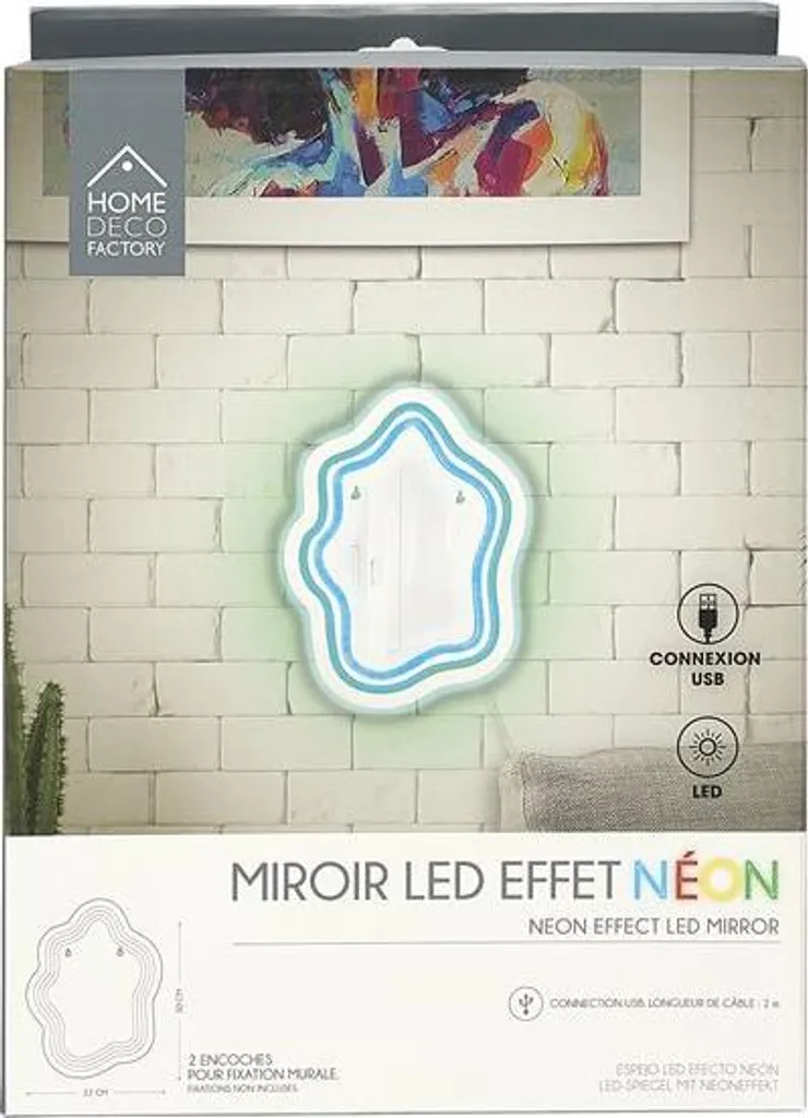 Miroir à Éclairage LED Effet Néon M6 Haute Luminosité et Basse Conso