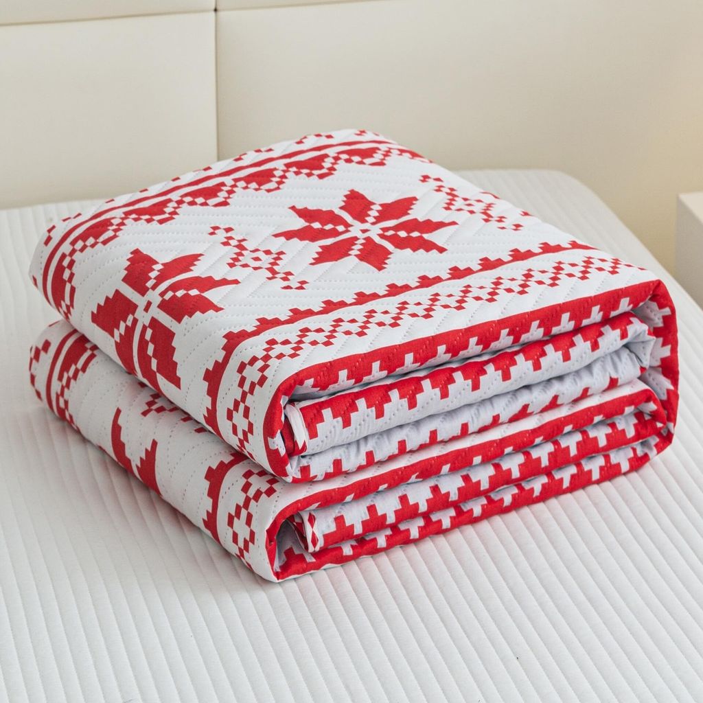 FEBE Tagesdecke Weihnachts Motiv Bettüberwurf 220x200 cm Überwurfdecke Sofadecke Sofaüberwurf Flauschig Mikrofaser Zimmer Deko