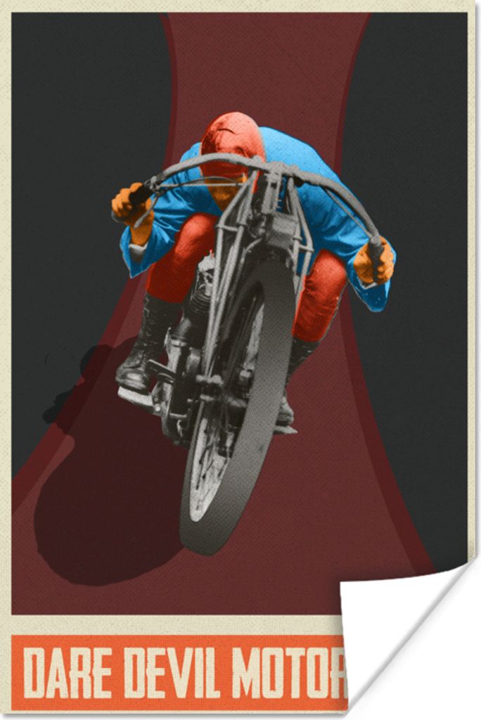 MuchoWow Poster Mancave - Motor - Vintage - Zeichnung 80x120 cm - Papierdruck