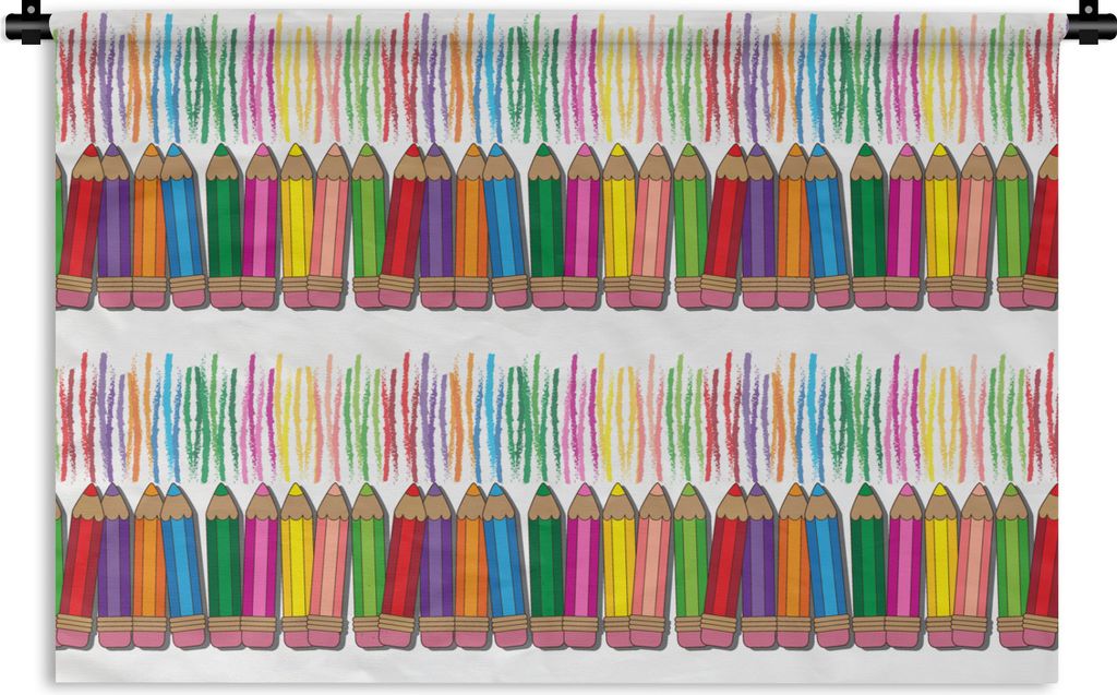 MuchoWow Wandteppich Wandbehang Farbstift - Muster - Regenbogen 150x100 cm Tapisserie Dekoration Wandtuch - Waschbar - Tapisserien - Wand-Decke