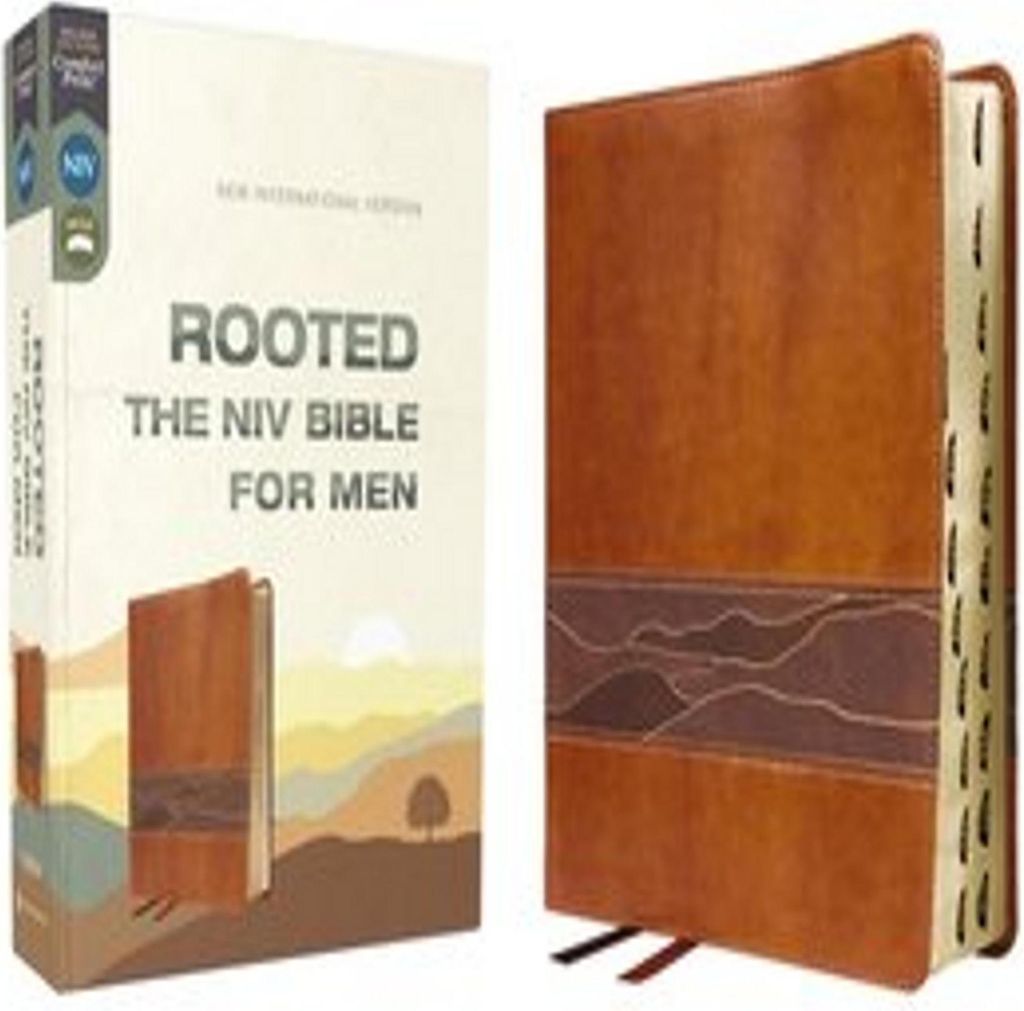 Rooted: The NIV Bible for Men, Leathersoft, Brown, Thumb Indexed, Comfort Print