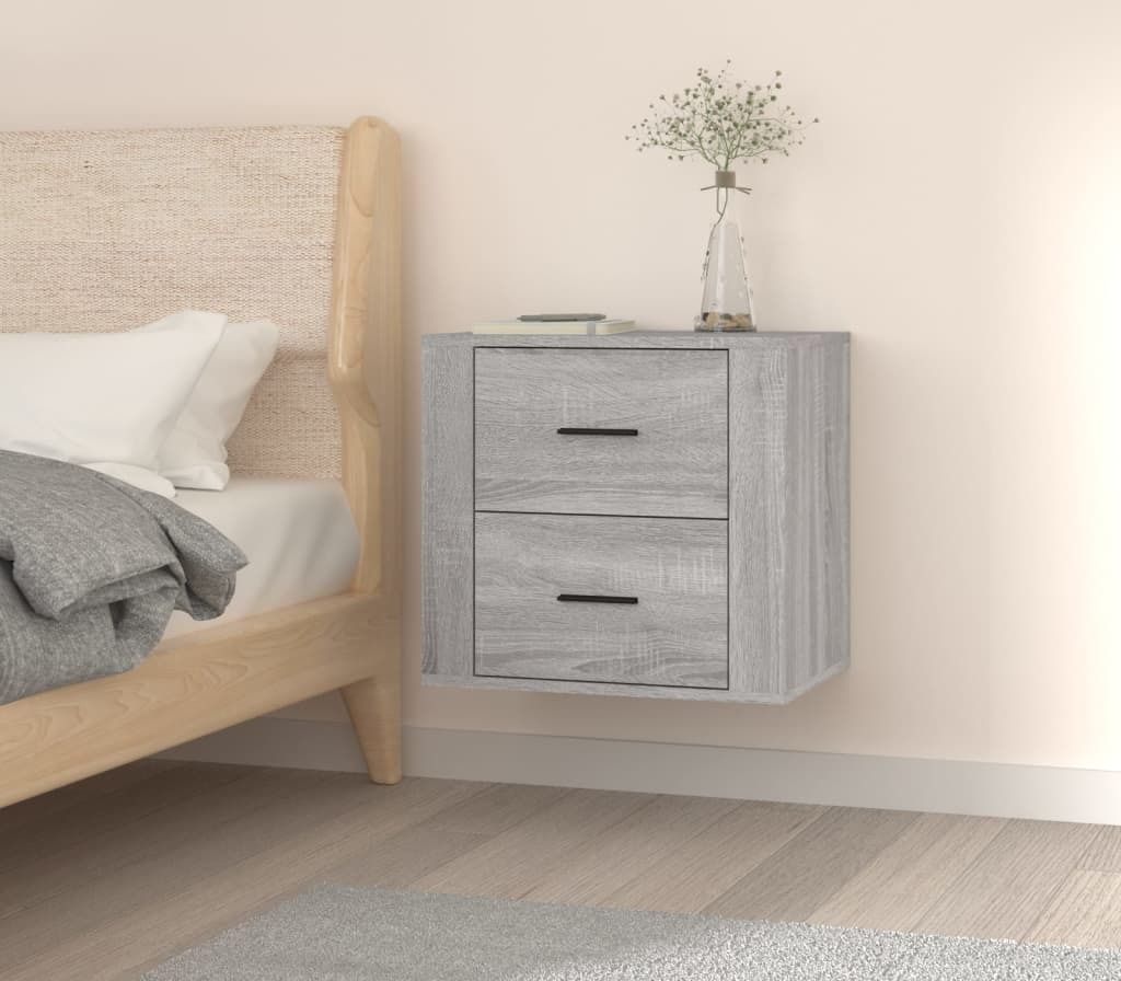 The Living Store Wand-Nachttisch Grau Sonoma 50x36x47 cm