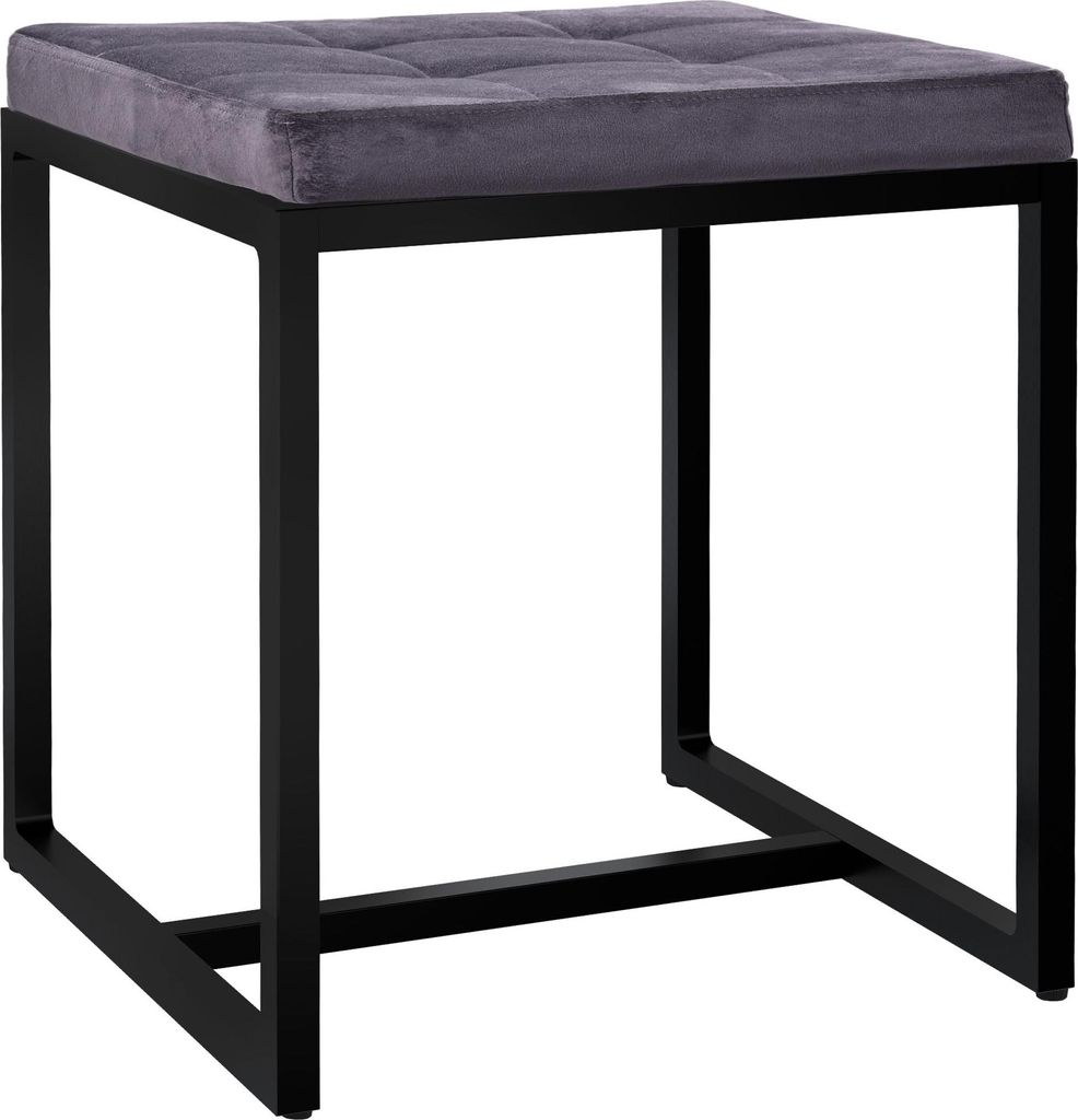 Sitzhocker Barci mit schwarzem Gestell, Farbe:grün, Grundmaterial:Samt