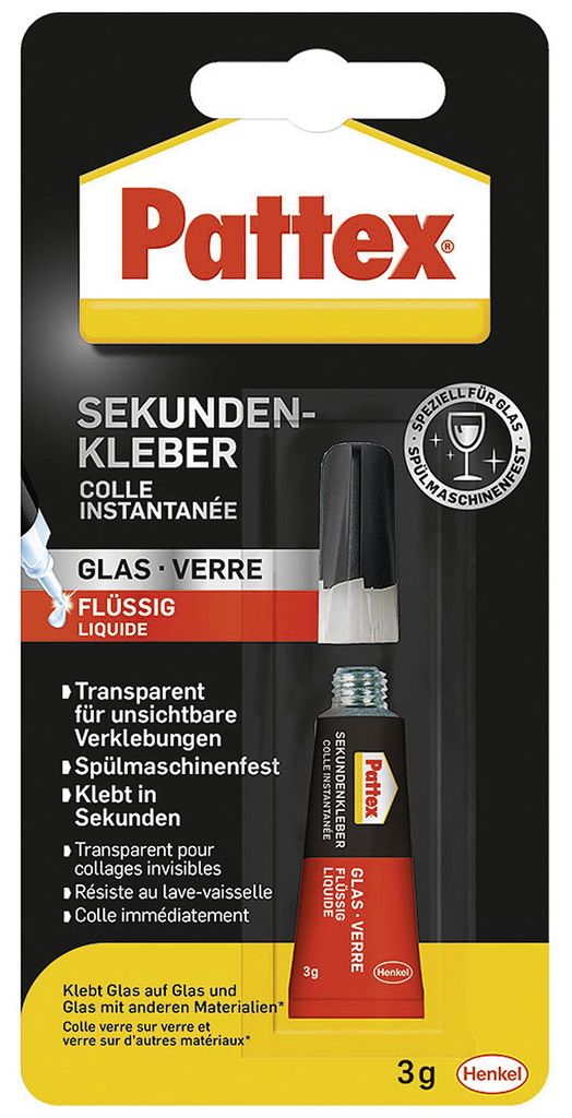 Pattex Sekundenkleber Glas, Tube mit 3g, 9H PSV1C Produktbild 