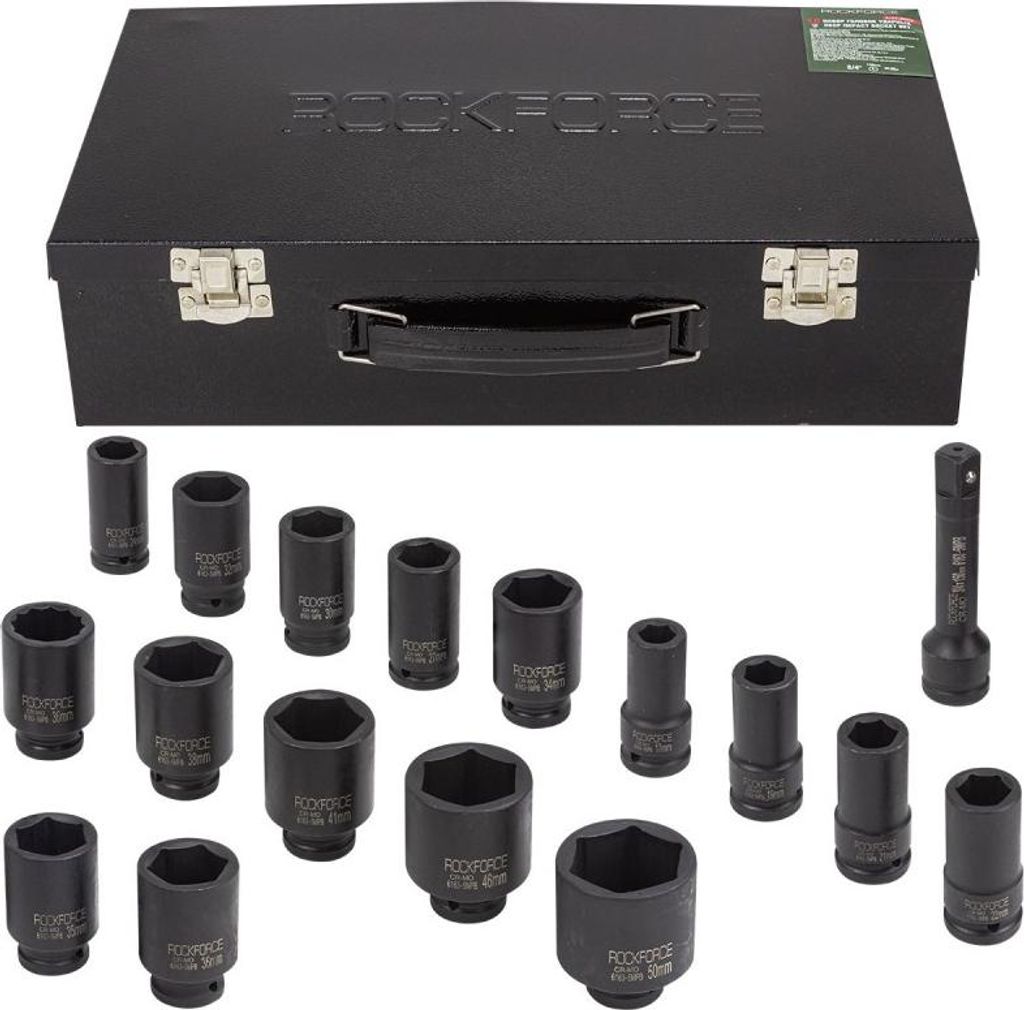 Satz langer Kraftsteckschlüssel 3/4"" 17-50mm 6-kant