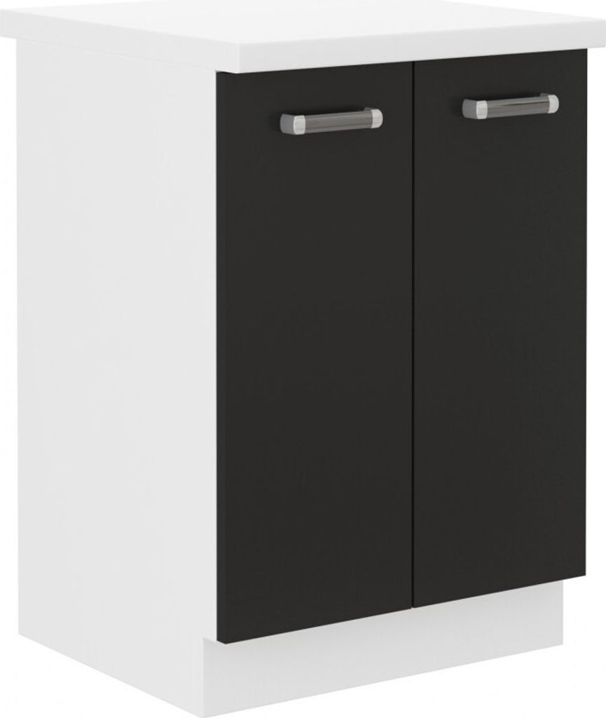 Dolní dvoudveřová skříňka ODONA - šířka 60 cm, černá / bílá Obrázek produktu 