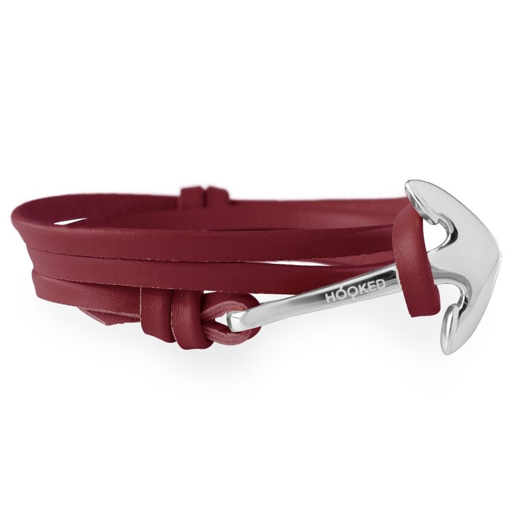 HOOKED ASL7 Damen Armband Anker Edelstahl Silber Rot