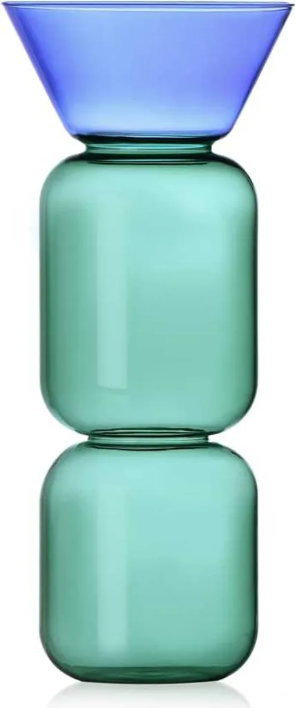 Grand Vase et Huilier en Verre Bleu Gelée pour une Table Sophistiquée