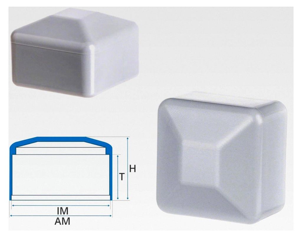 Zaunpfahlkappe 50x50 mm Grau 10 Stück quadratisch