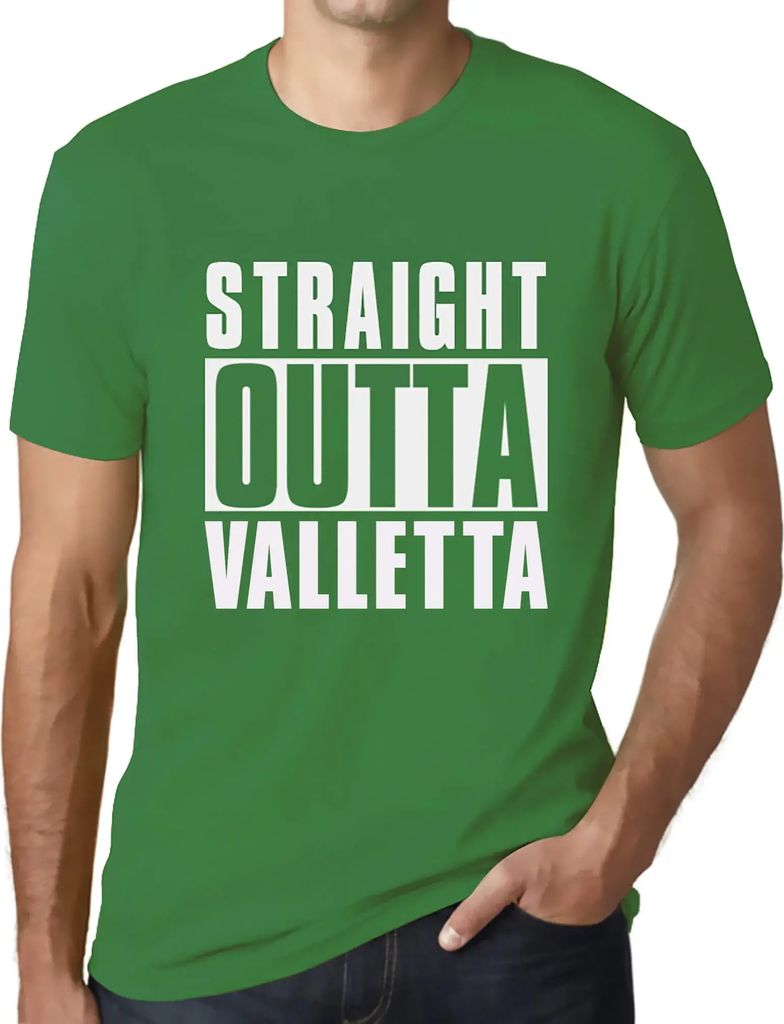 Herren Grafik T-Shirt Straight Outta Valletta Öko-Verantwortlich Vintage Jahrgang Kurzarm Lustige Druck Geburtstag Geschenk Mann