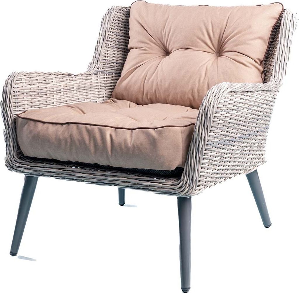 TexDeko Loungekissen Gartenpolster Set mit Rückenkissen für Rattanmöbel Wasserabweisend 50x50x12cm + 50x40x12cm (Taupe)