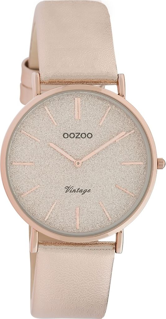 Oozoo Armbanduhr rosa Leder C20205 Vintage Series Damen Analog-Quarzuhr UOC20205