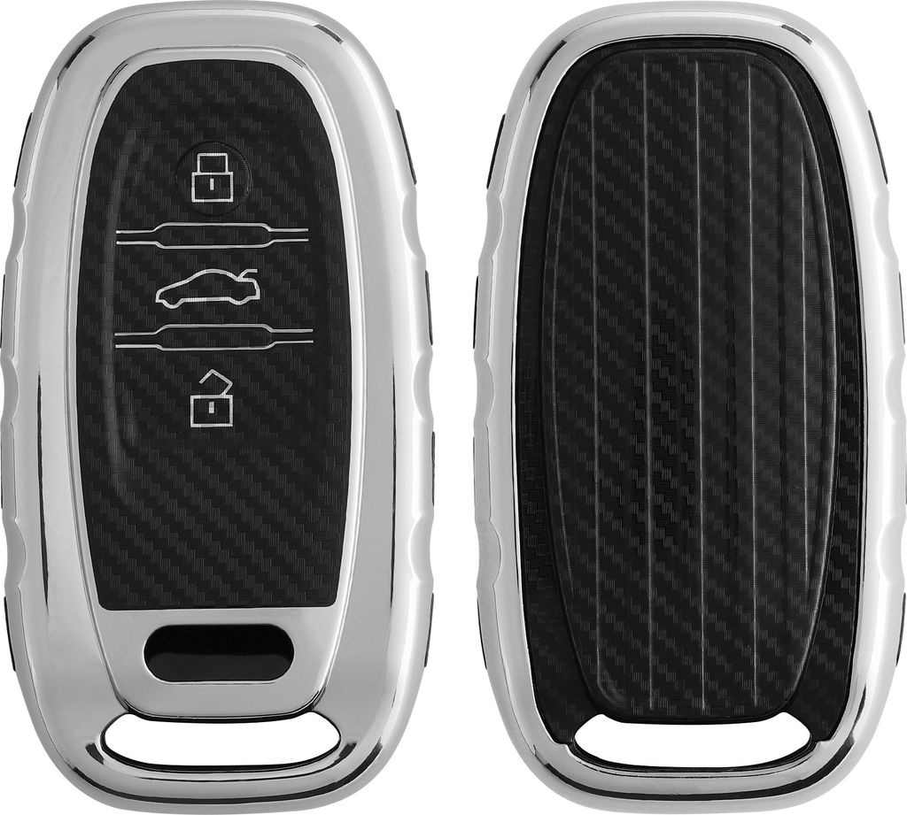 kwmobile Autoschlüssel Hülle kompatibel mit Audi A6 A7 A8 Q7 Q8 3-Tasten Autoschlüssel Keyless Hülle - Schlüsselhülle TPU Cover - Hochglanz S...