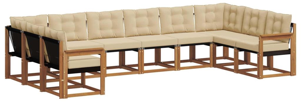 vidaXL Outdoor-Sofagarnitur mit Kissen 10 pcs Natur und Beige
