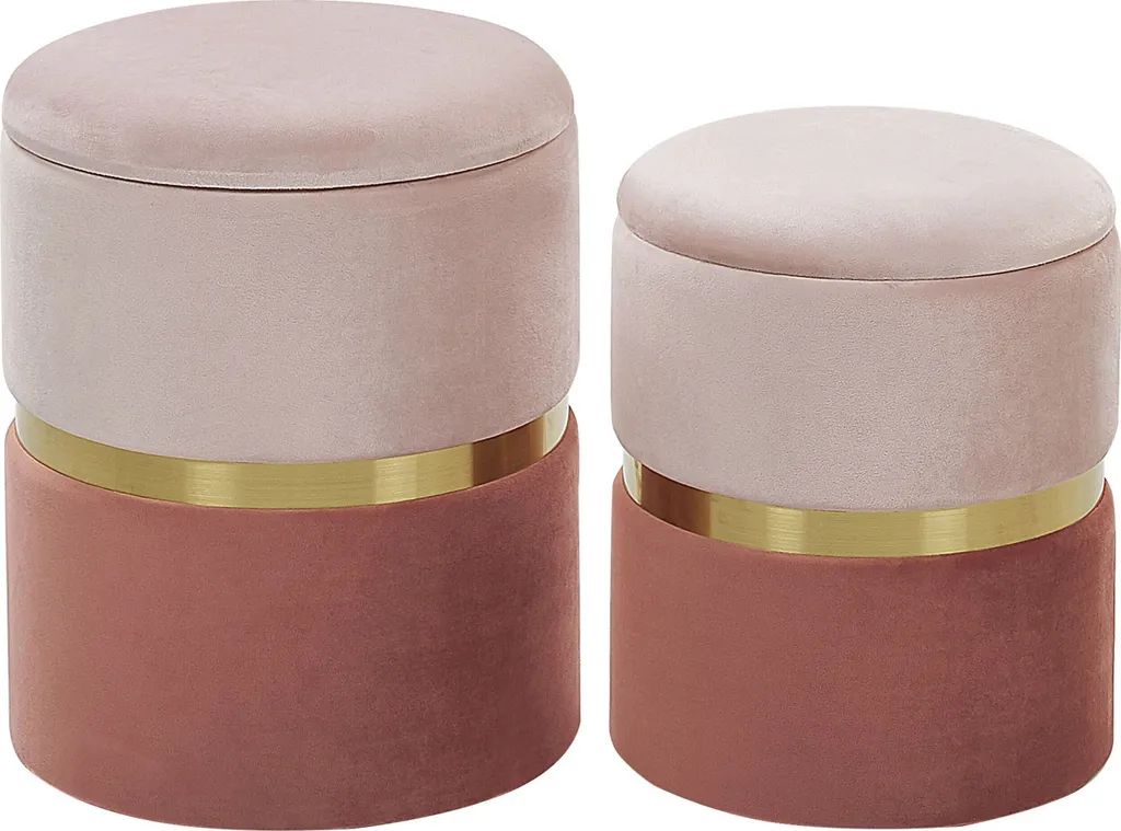 Lot de 2 poufs de rangement rose Wichita Lumarko pour votre salon