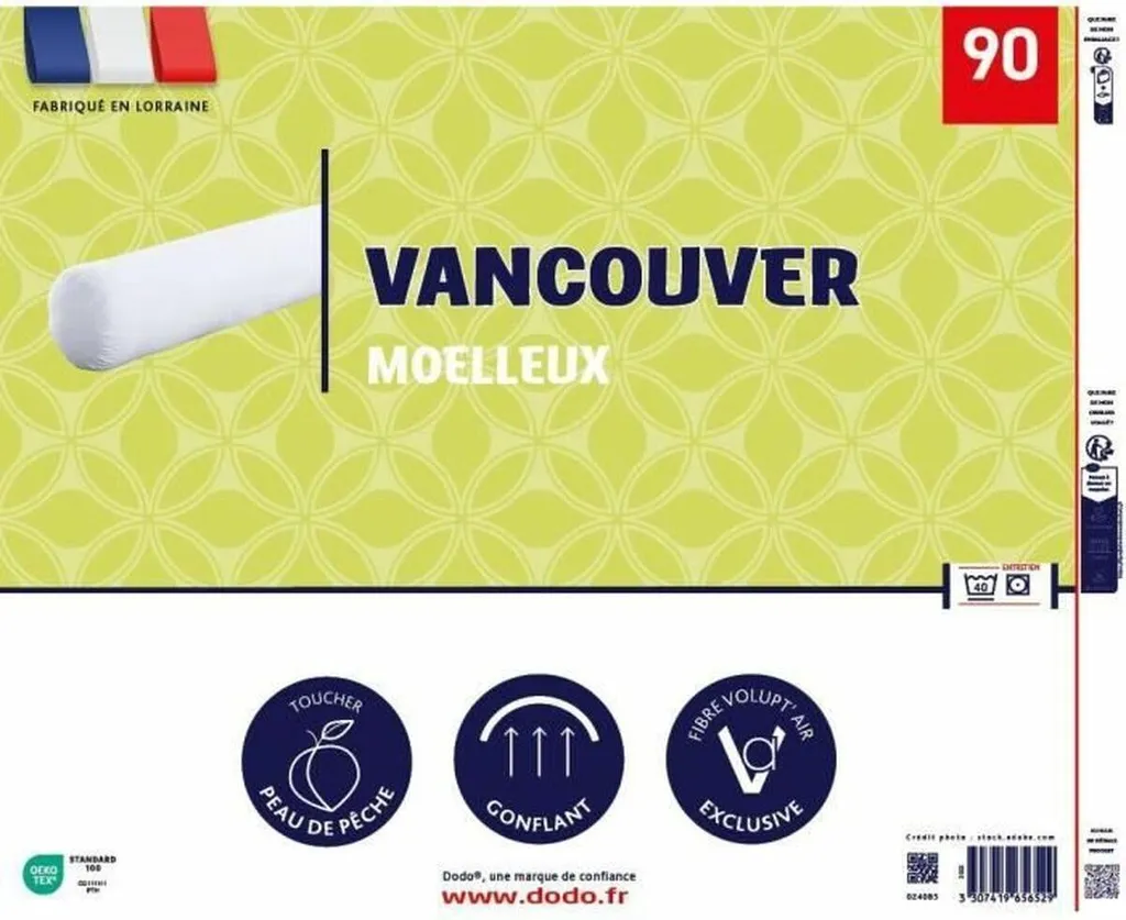 Oreiller DODO Vancouver 90 cm Blanc au Garnissage Synthétique Souple - 2