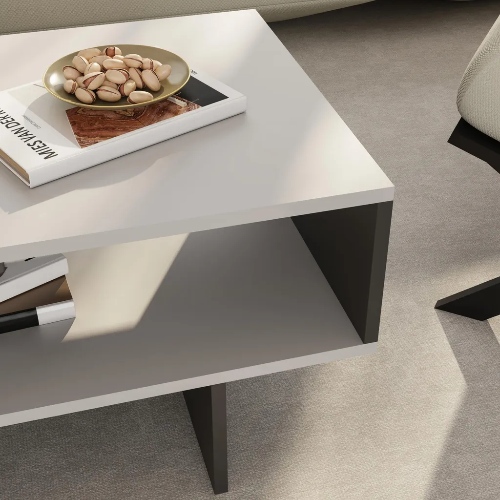 Table d'appoint Mjölby design anthracite et blanc avec plateau robuste - 8