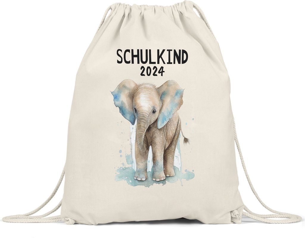 Schulkind 2024 Elefant Turnbeutel Schuleinführung Geschenk zur Einschulung Schulanfang