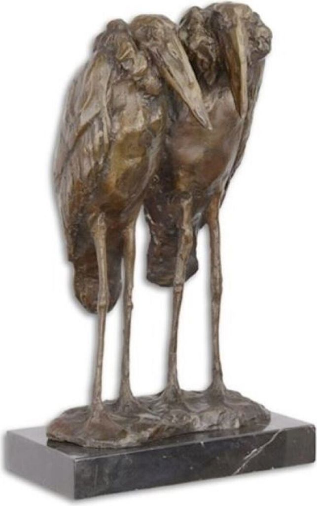 Casa Padrino Luxus Bronze Skulptur Marabu Störche Bronze / Schwarz 21,2 x 16,7 x H. 35,8 cm - Bronzefigur mit Marmorsockel - Dekofigur