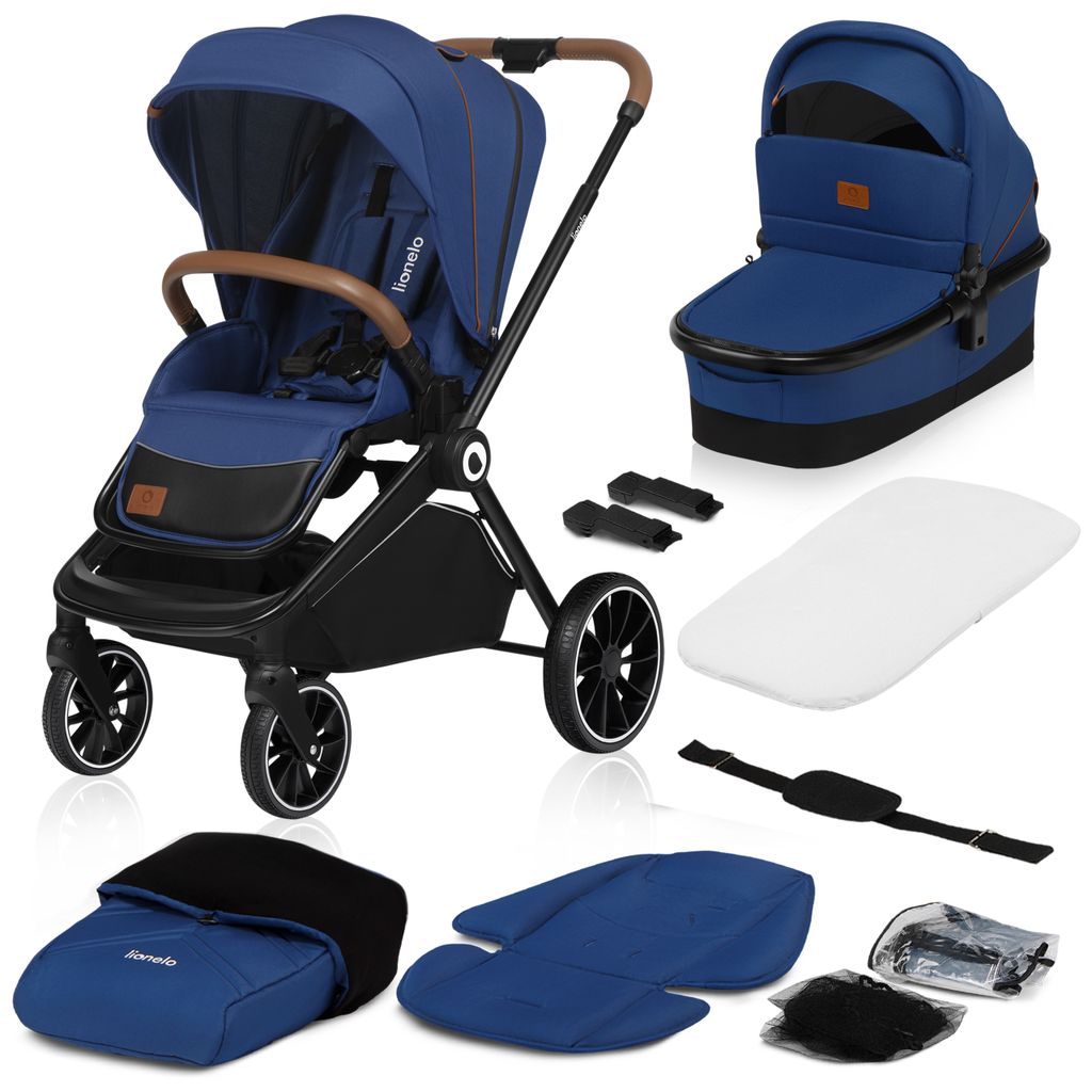 Lionelo Mika 2in1 Kombikinderwagen. Babywanne, Kinderwagen, Buggy. Regenschutz, Schultergurt zum Transport, Matratze, Moskitonetz, Fußabdeckung, w...