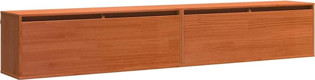 Wandschrank mit Regal mit Tür Wachsbraun Massives Kiefernholz