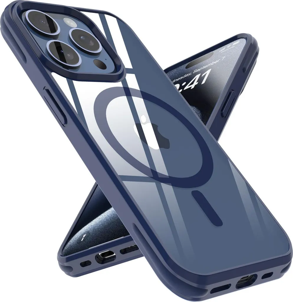 Cover Esclusiva iPhone 15 Pro Max Blu Scuro MagSafe - Design d'Elite