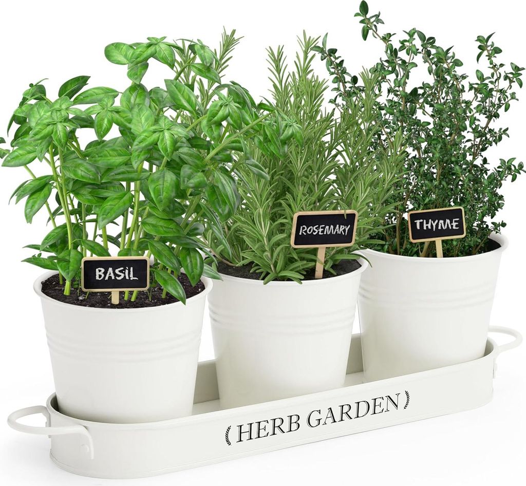 Innen-Kräutergarten-Planter mit Tablett - Bauernhof Pflanzen Töpfe - Fensterbank Kräutergarten Set - Fenster Töpfe für Zimmerpflanzen (Gebroch...