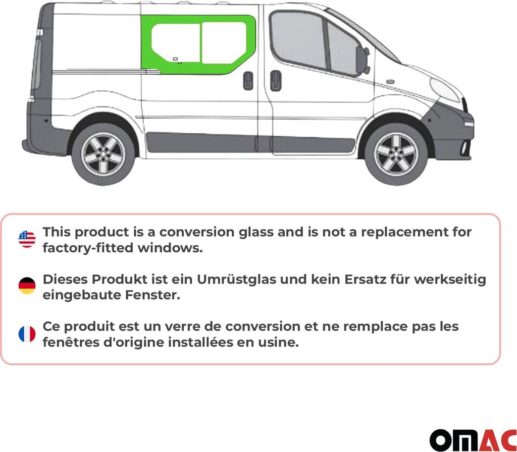 Vitre De Porte Pour Renault Trafic 2001-2014 L1/L2 Avant Gauche Non Coulissante