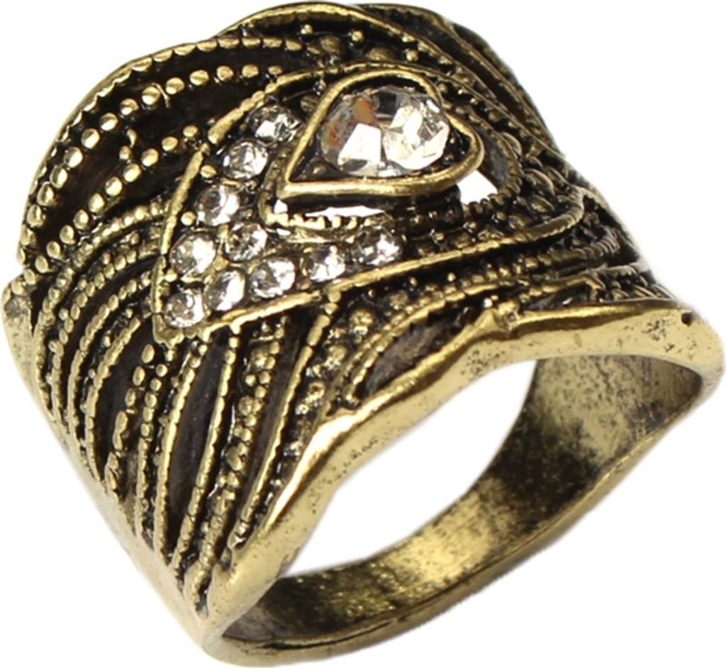 Edelstahl Ring Strass Herz Gr. 59 = 18,8 mm Bronze Produktbild 