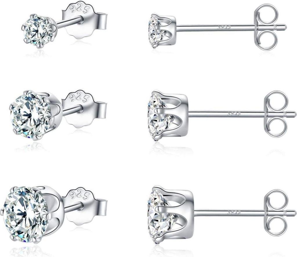 set di orecchini a perno in argento 925 con zirconi, Immagine del prodotto 