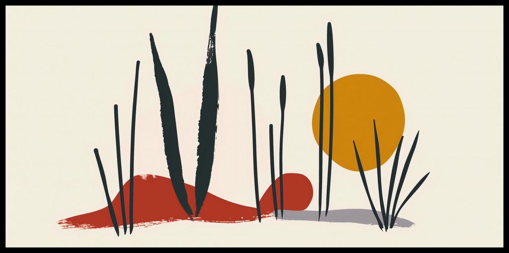 Plakat 91,3x44,5cm Schilfrohr bei Sonnenuntergang