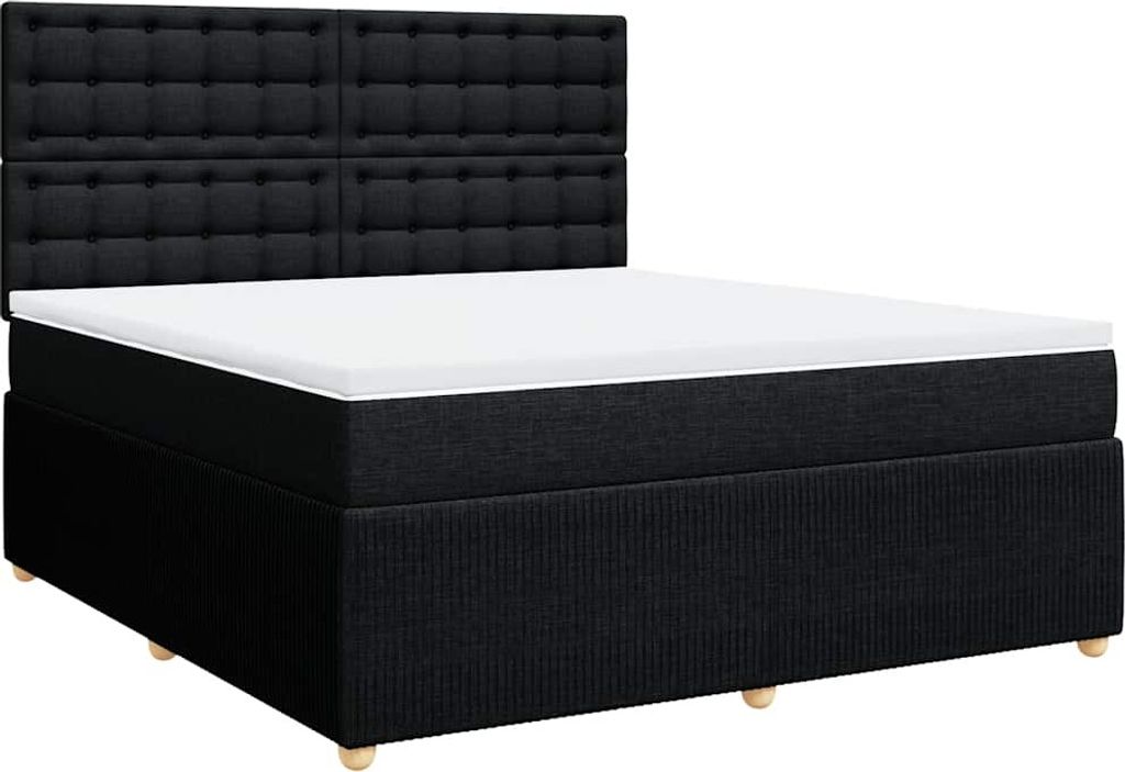 vidaXL Boxspringbett mit Matratze Schwarz 180x200 cm Stoff