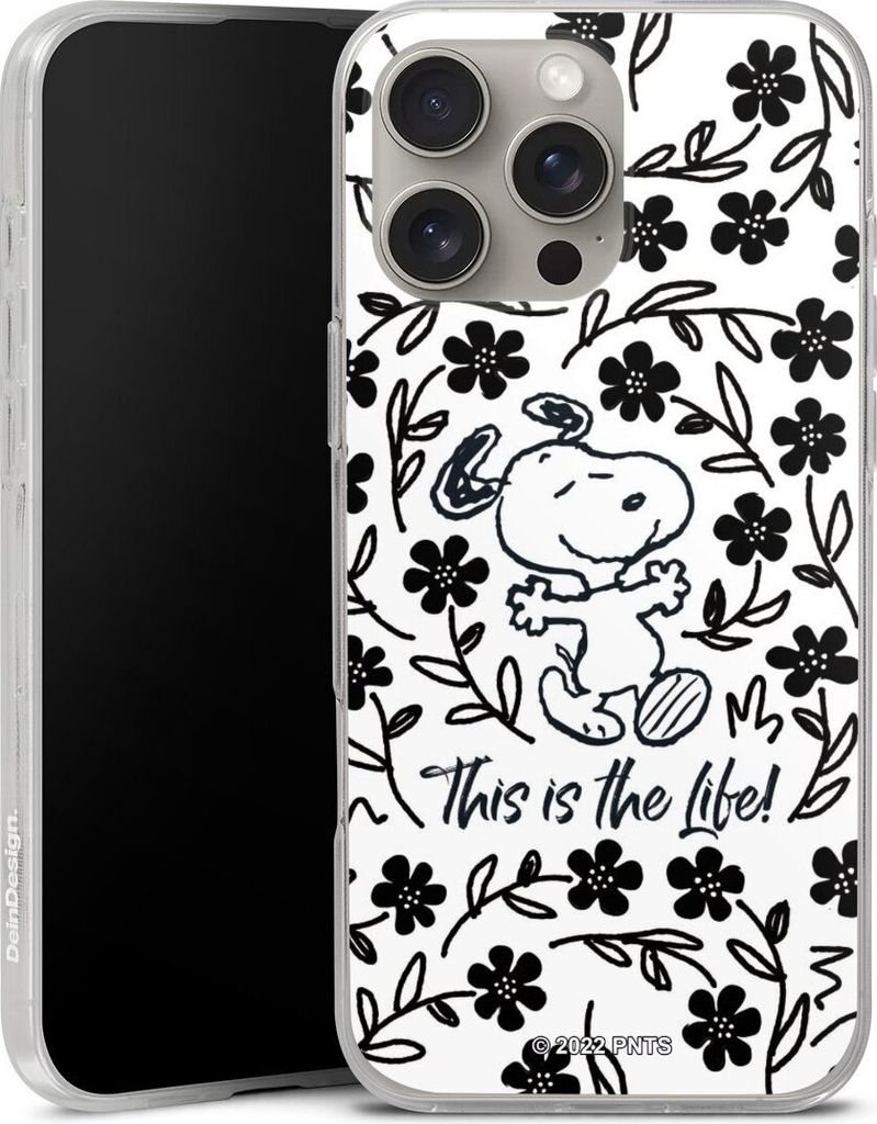 DeinDesign Handyhülle für Apple iPhone 16 Pro Max Silikon Hülle Case Smartphone Schutzhülle Blumen Peanuts Snoopy