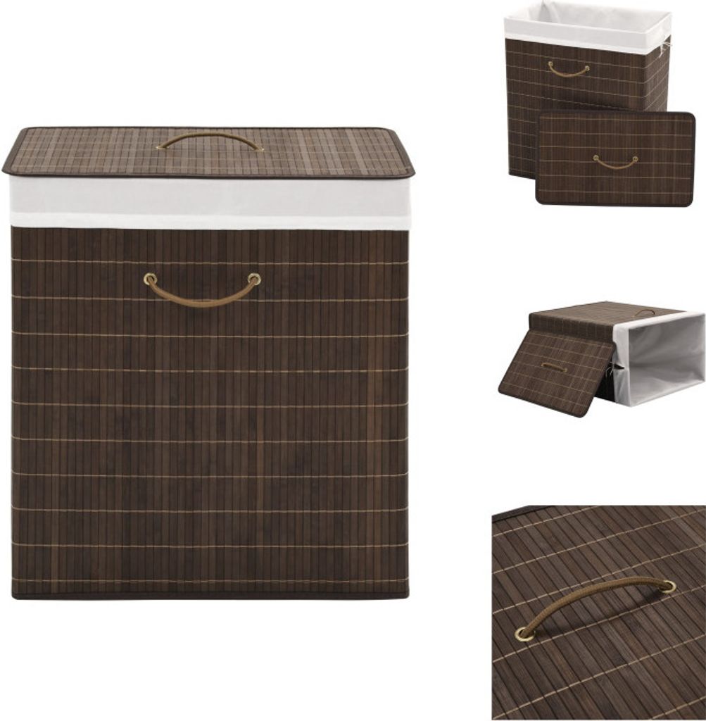 vidaXL Wäschekorb aus Bambus Rechteckig Dunkelbraun - Wäschekörbe