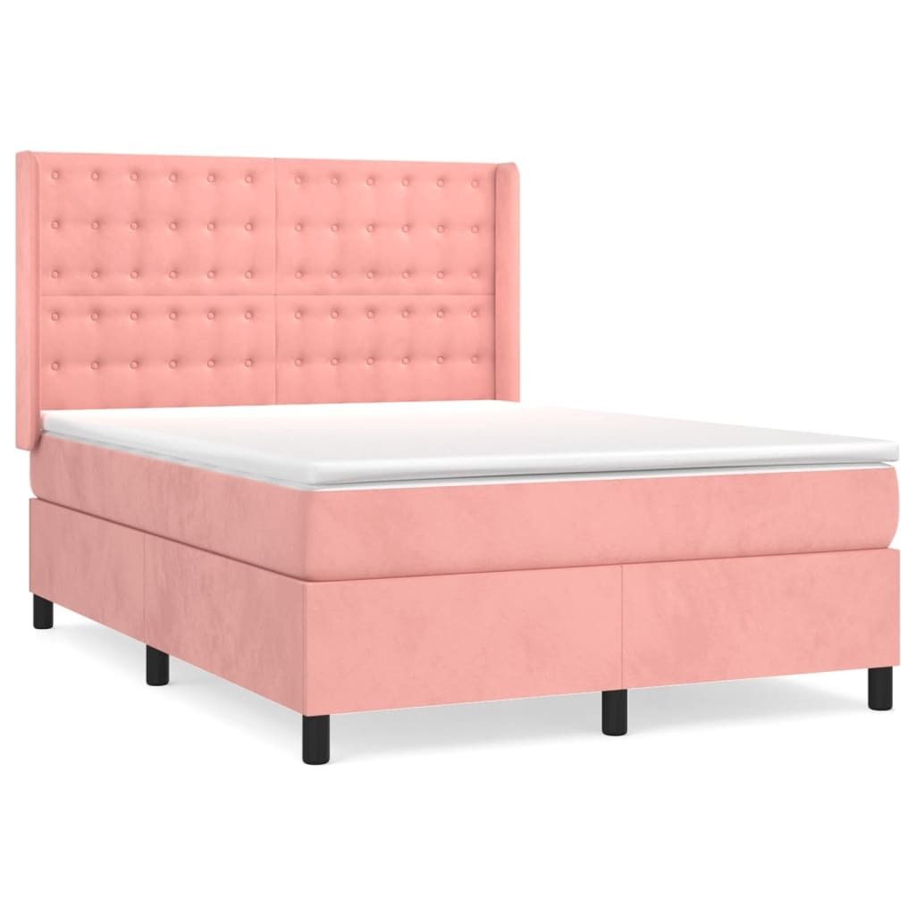 "2026 Aktion"Boxspringbett Modernes/Doppelbett - Polsterbett Erwachsene/r /Kind - mit Matratze Rosa 140x200cm Samt - Klassische Betten NeuMöbel343491